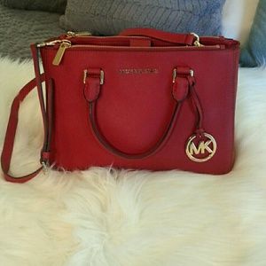 Michael Kors Sutton Red leather Satchel
